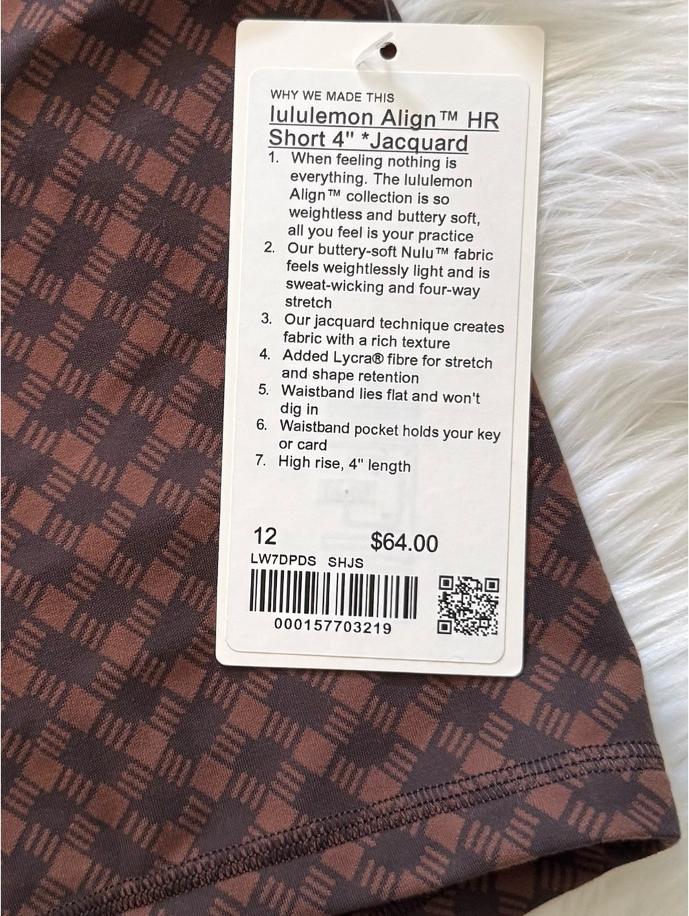 lululemon Align High-Rise Short 4" Jacquard Square Heart Jacquard Java Sequoia - Picture 3 of 6